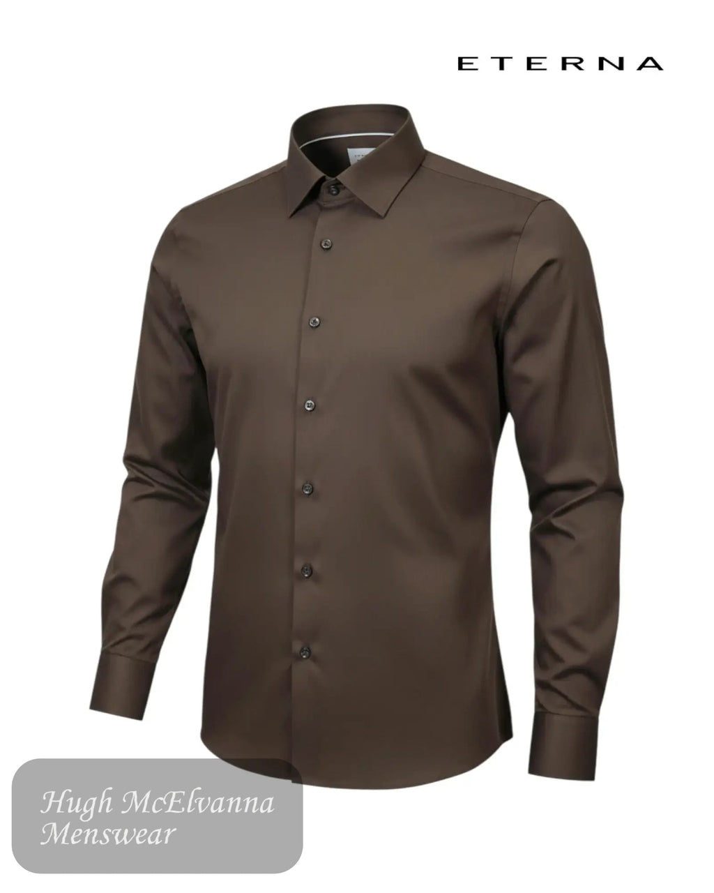 Eterna Plain Modern Fit Shirt 1049/29 X171 in Brown - Hugh McElvanna Menswear