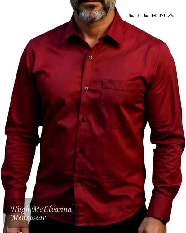 Eterna Plain Modern Fit Shirt 8464/97 - E181 in Burgundy - Hugh McElvanna Menswear