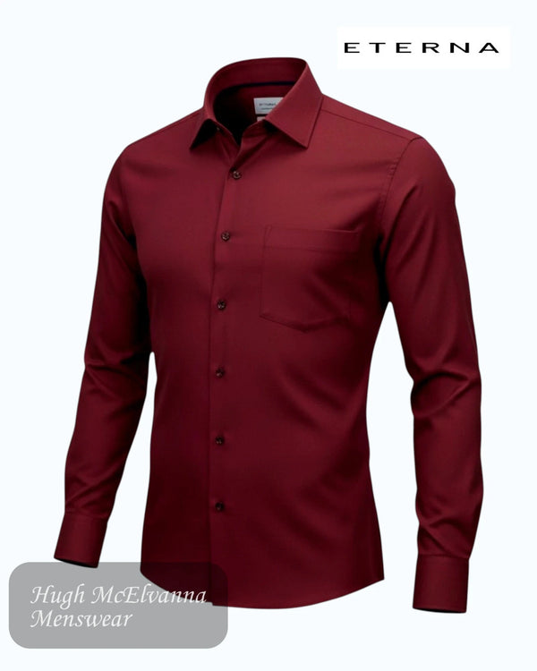 Eterna Plain Modern Fit Shirt 8464/97 - E181 in Burgundy - Hugh McElvanna Menswear