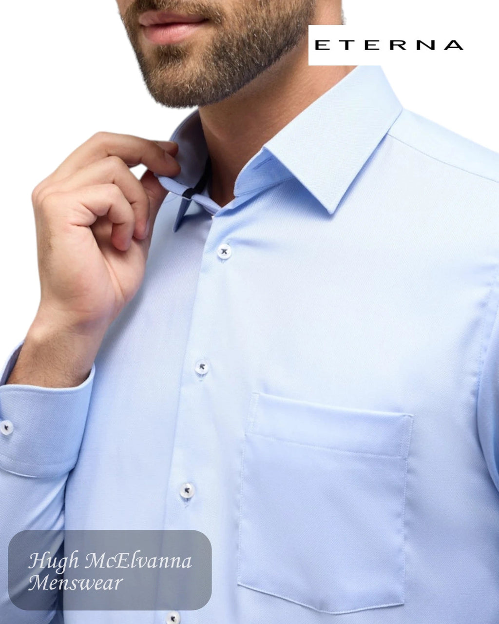 Eterna Shirt Natté – Light Blue | Modern Fit - Hugh McElvanna Menswear