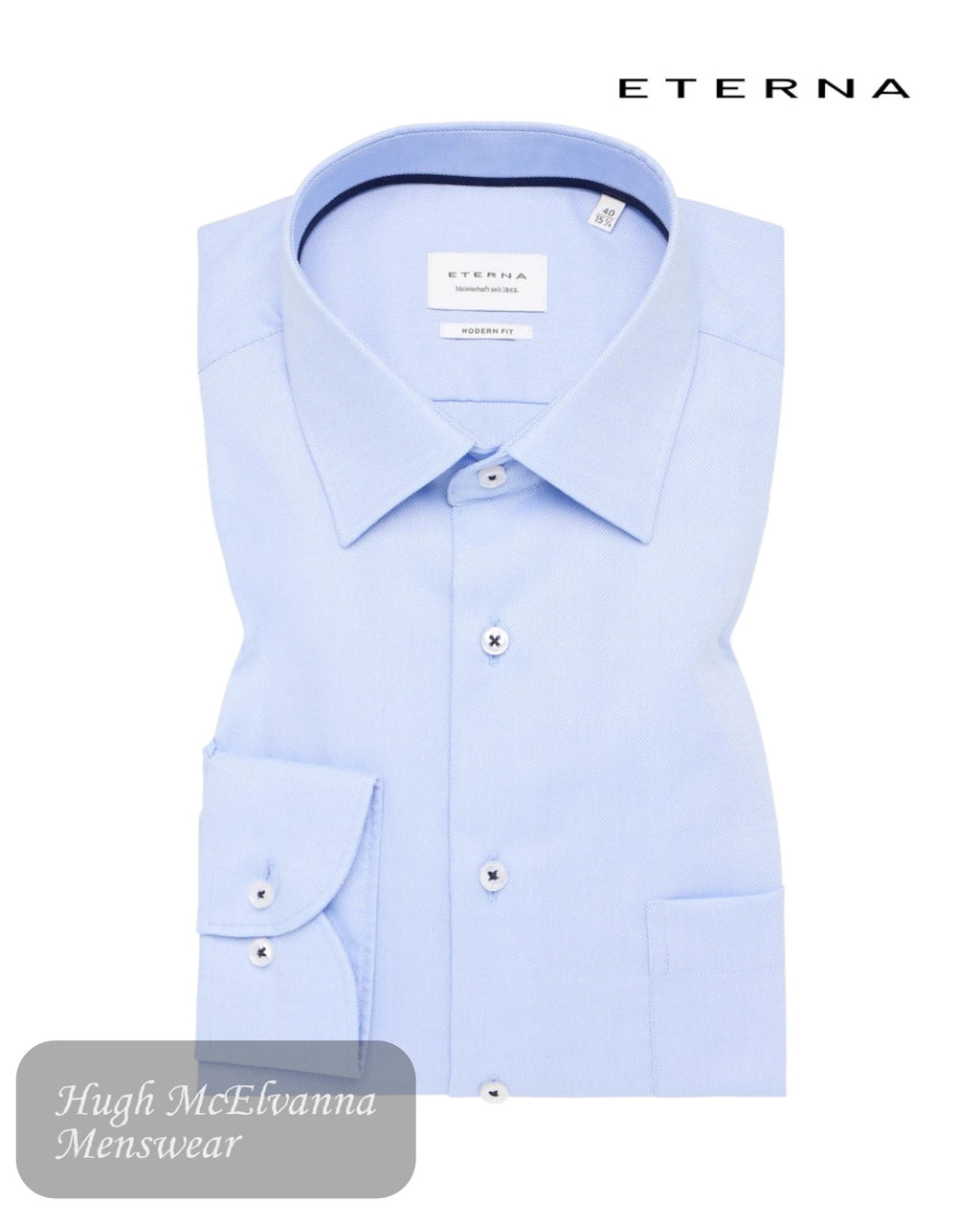 Eterna Shirt Natté – Light Blue | Modern Fit - Hugh McElvanna Menswear