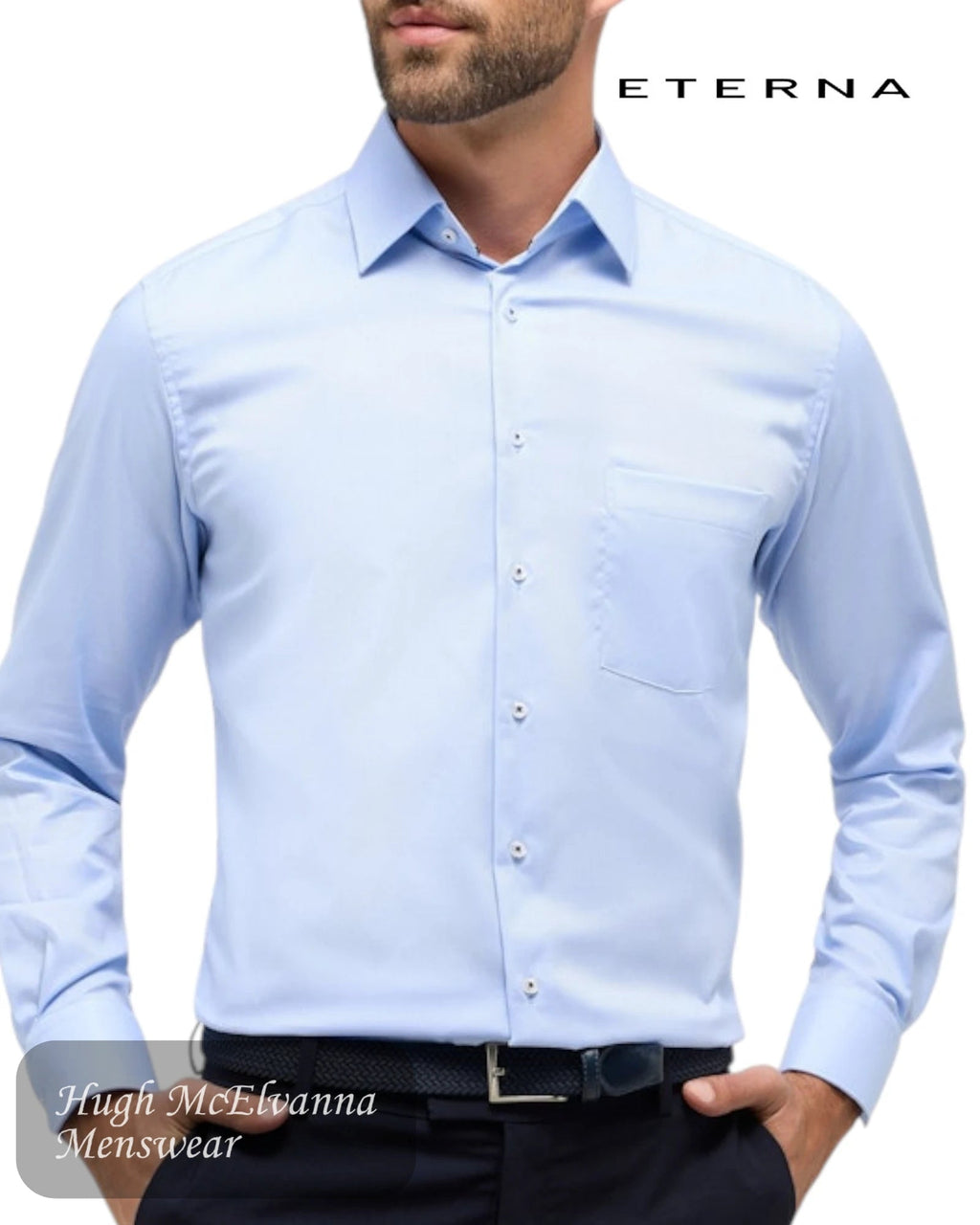 Eterna Shirt Natté – Light Blue | Modern Fit - Hugh McElvanna Menswear