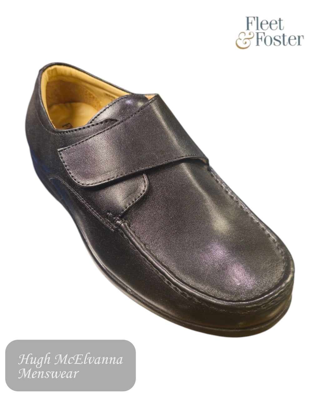 Fleet & Foster FRED – Extra Wide Velcro Fastening Men's Moccasin Shoe - Hugh McElvanna Menswear