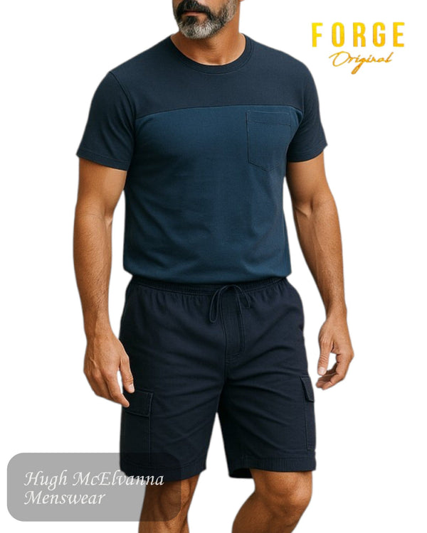 Forge F813 Navy Lounge Set with Cargo Shorts - Hugh McElvanna Menswear
