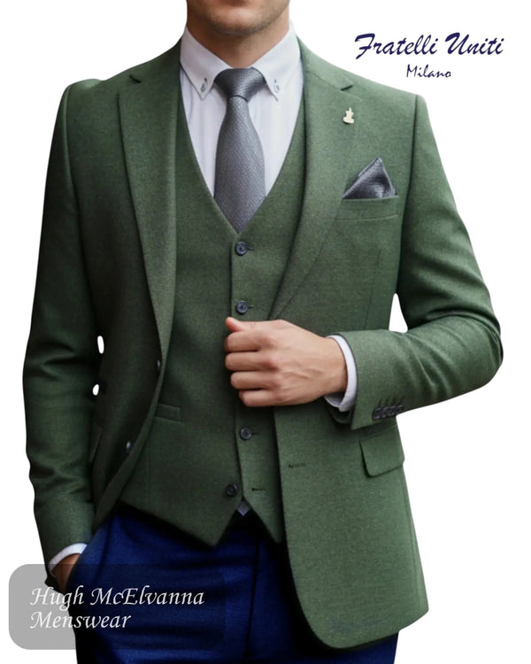 Fratelli Uniti PAOLO Olive Green Blazer & Waistcoat Set - Hugh McElvanna Menswear