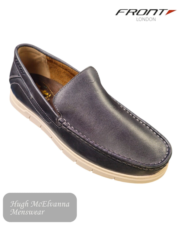 Front Dino Navy Slip - On Loafers - Hugh McElvanna Menswear