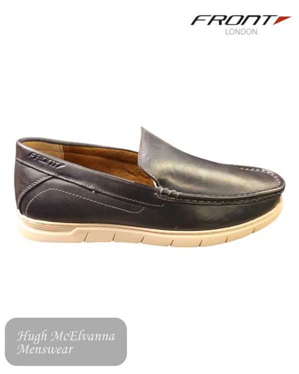 Front Dino Navy Slip - On Loafers - Hugh McElvanna Menswear