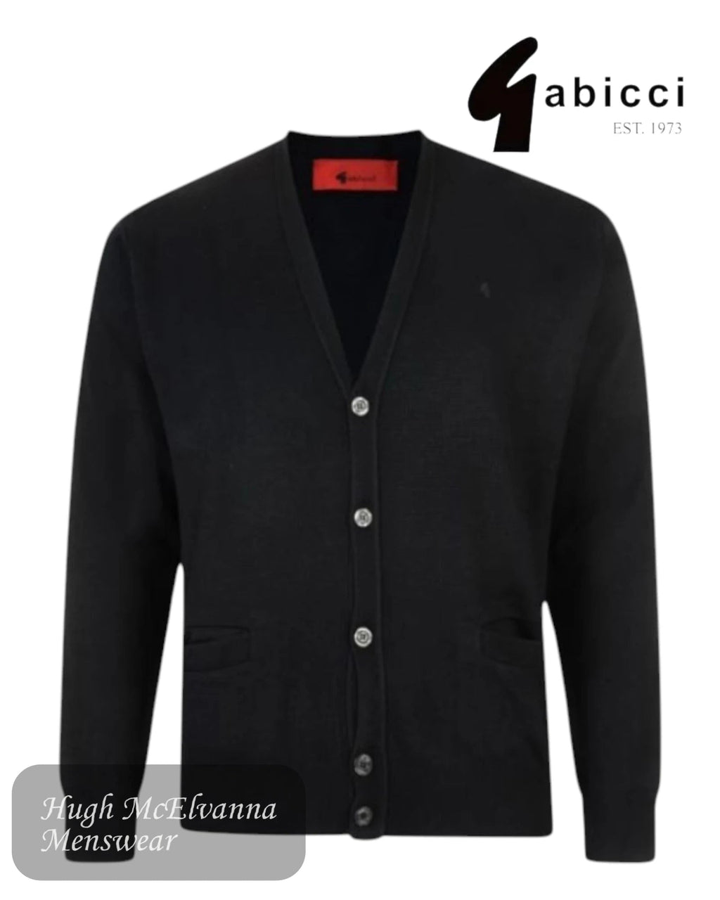 Gabicci Black Cardigan - Hugh McElvanna Menswear