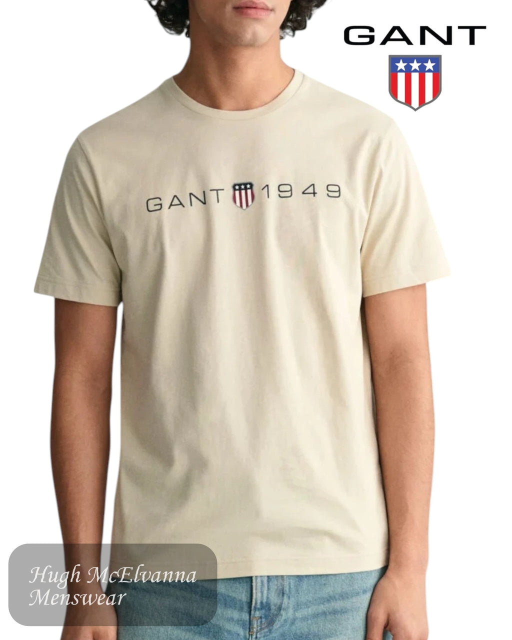 GANT 1949 Archive Shield Crew Neck T-Shirt - Hugh McElvanna Menswear