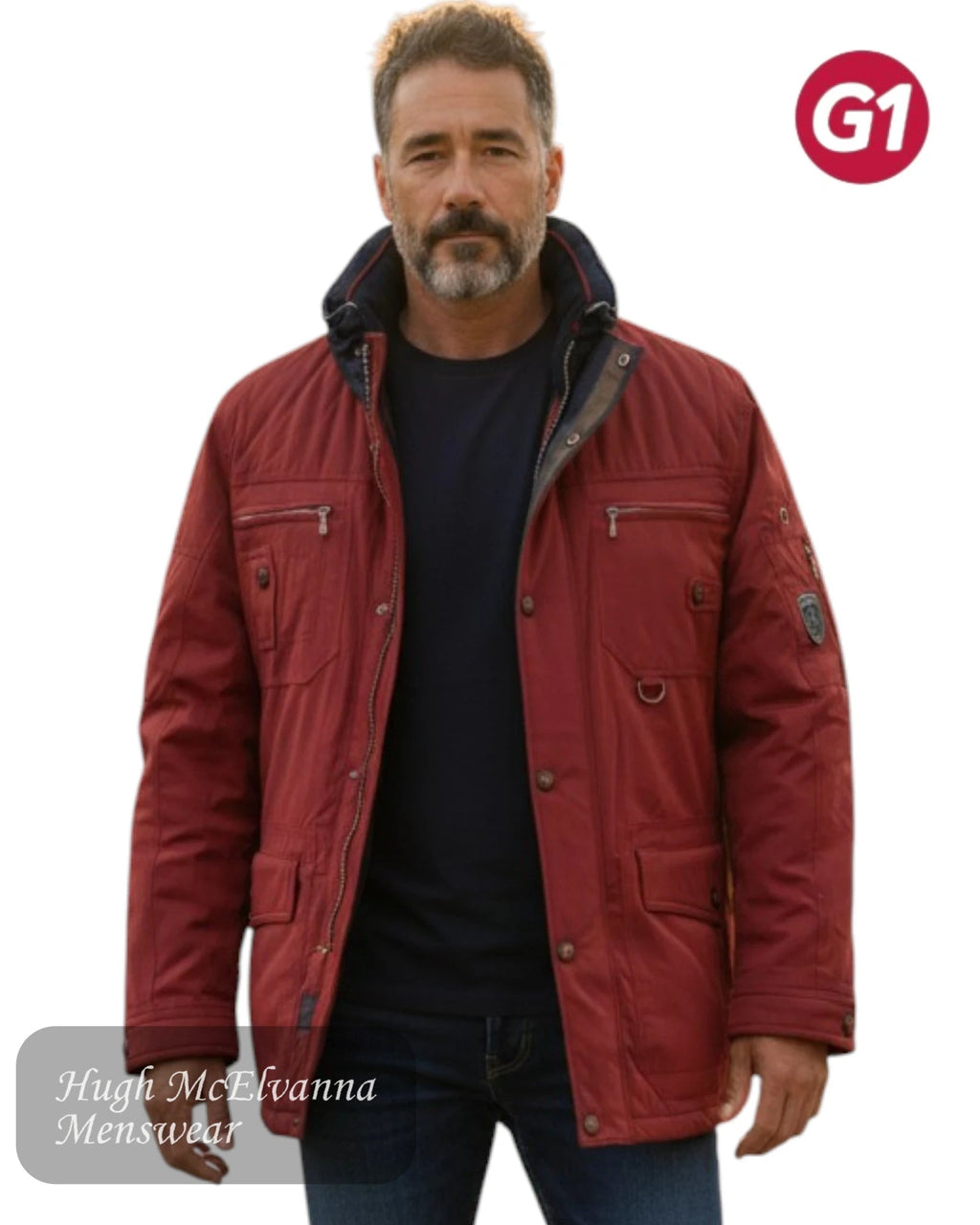 Gate One Wine Padded Coat | 552/69 - Hugh McElvanna Menswear