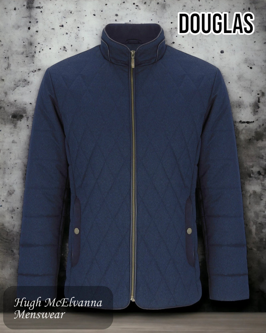 'HARDY' Blue Quilted Jacket By Douglas Style: 80302 - 28 - Hugh McElvanna Menswear
