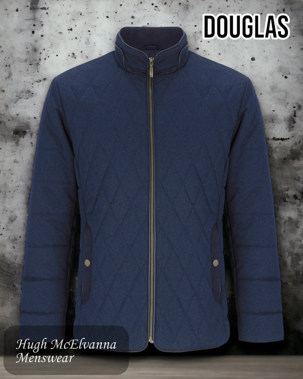 'HARDY' Blue Quilted Jacket By Douglas Style: 80302 - 28 - Hugh McElvanna Menswear