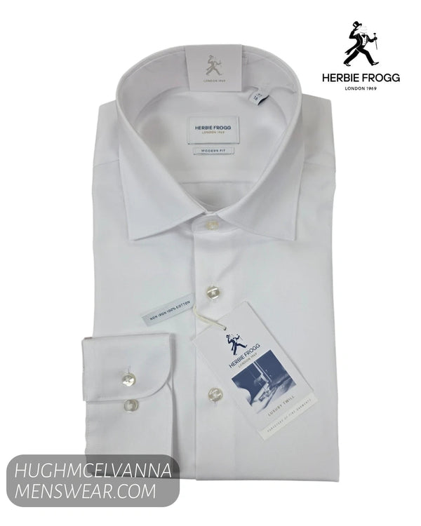 Herbie Frogg 52158 Plain White Formal Cover Shirt - Hugh McElvanna Menswear - Shirt