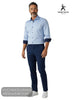 Herbie Frogg 52162 Sky Blue Cover Shirt with Navy Trim - Hugh McElvanna Menswear - Shirt