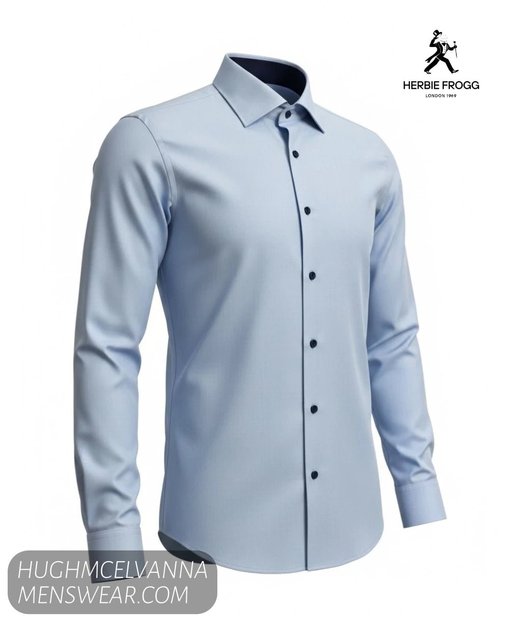 Herbie Frogg 52162 Sky Blue Cover Shirt with Navy Trim - Hugh McElvanna Menswear - Shirt