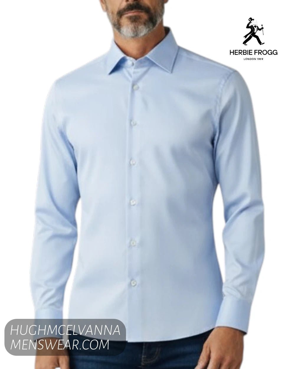 Herbie Frogg Plain Blue Cover Shirt 52159 - Hugh McElvanna Menswear - Shirt