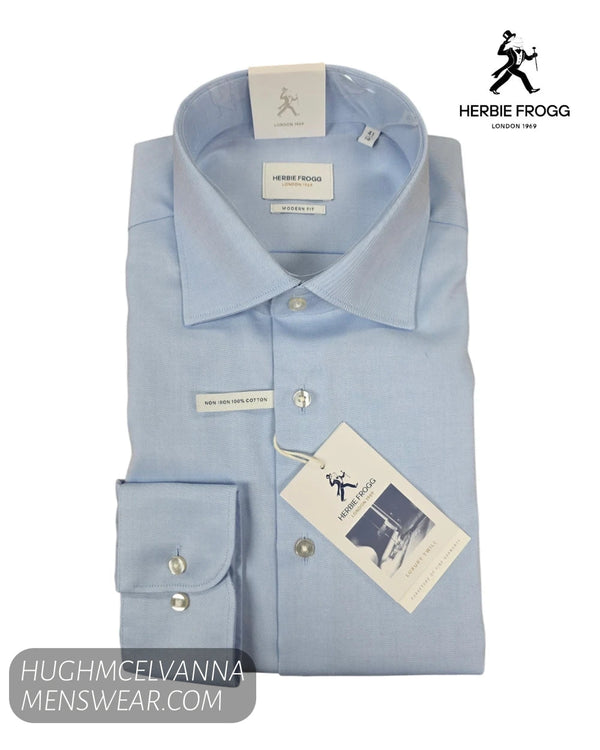 Herbie Frogg Plain Blue Cover Shirt 52159 - Hugh McElvanna Menswear - Shirt