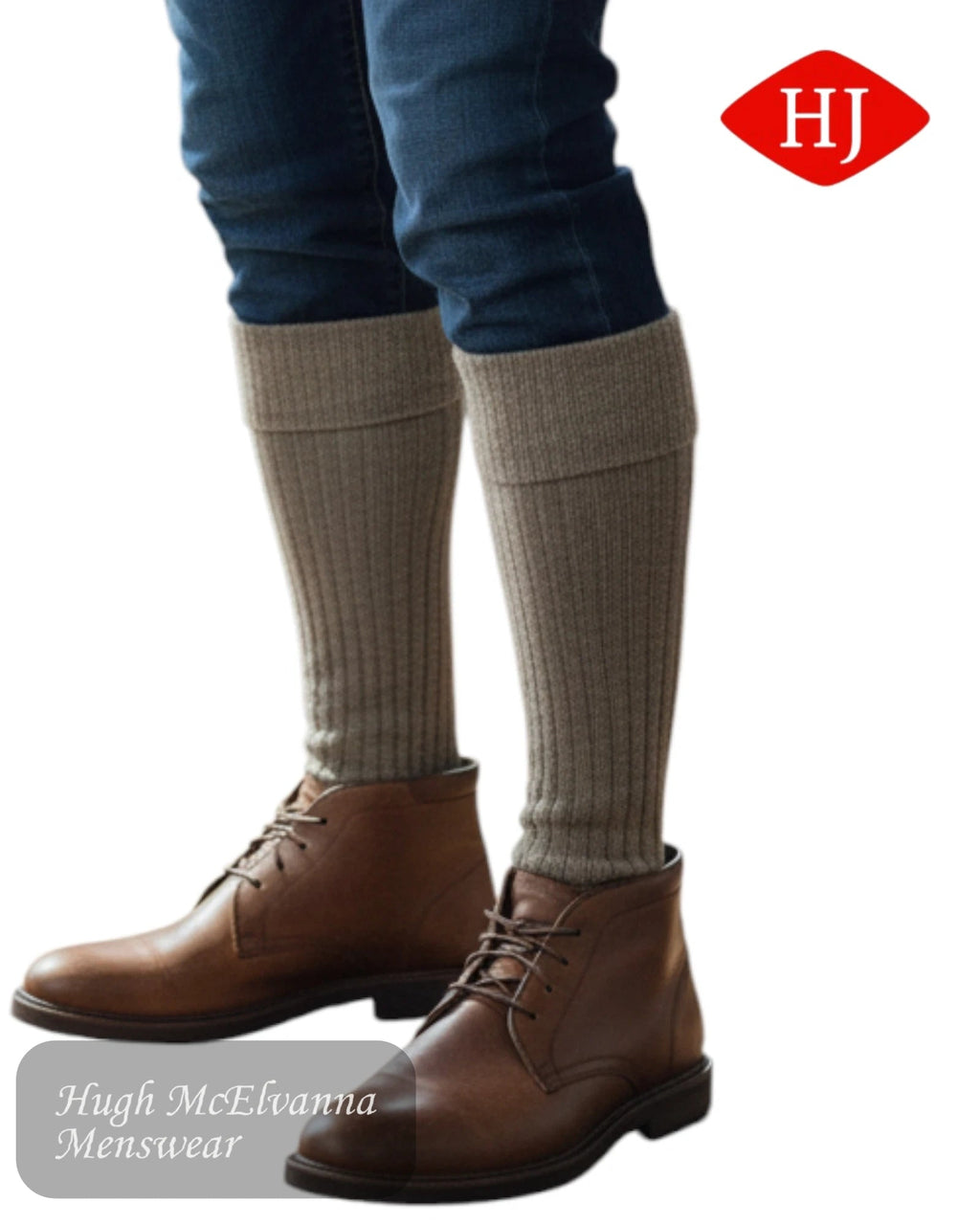 HJ Commando OATMEAL long Socks | HJ3000 - Hugh McElvanna Menswear