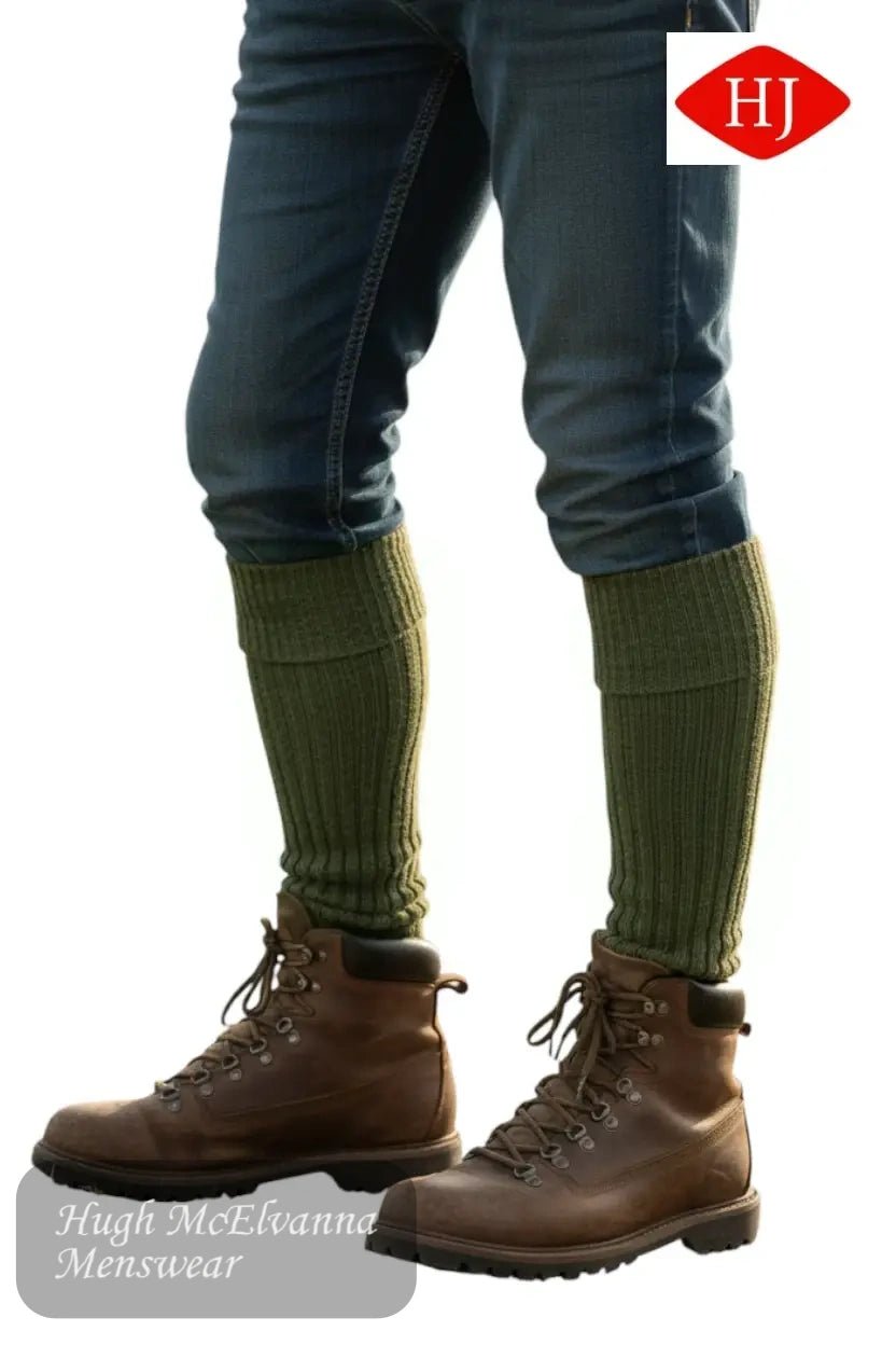 HJ Commando OLIVE long Socks | HJ3000 - Hugh McElvanna Menswear