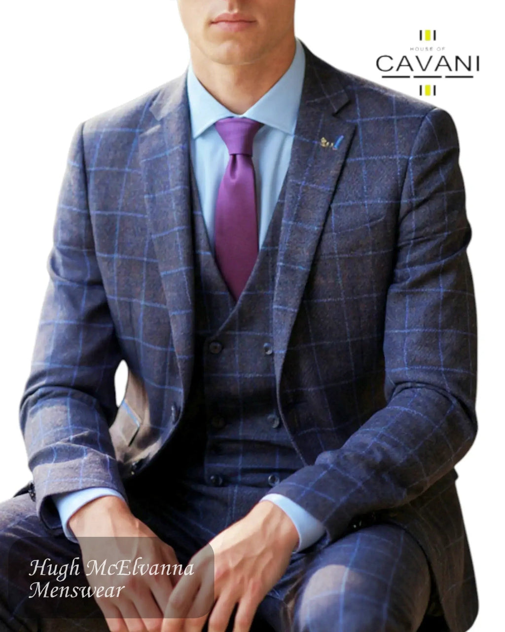 House of Cavani 'KERBER' Navy Tweed Suit - Hugh McElvanna Menswear