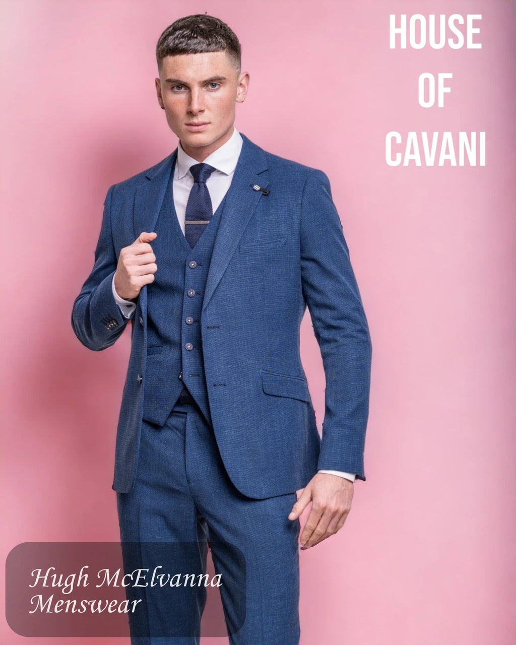 House of Cavani Men's Blue Fashion Slim Fit Blazer MIAMI - Hugh McElvanna Menswear