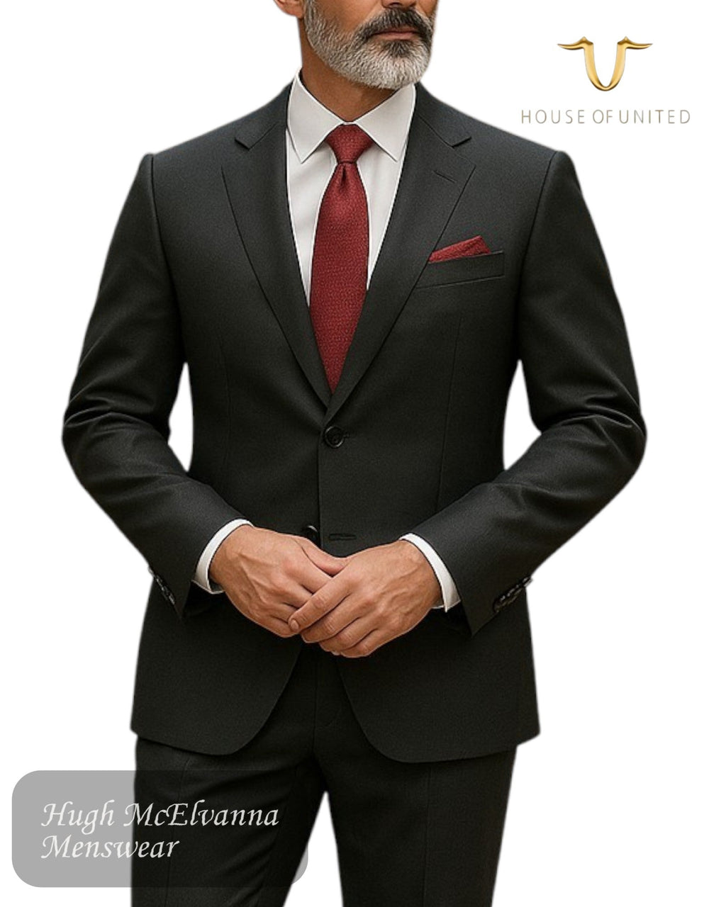 House of United – Men's Black Tailored - Fit Suit MJ101 - Hugh McElvanna Menswear