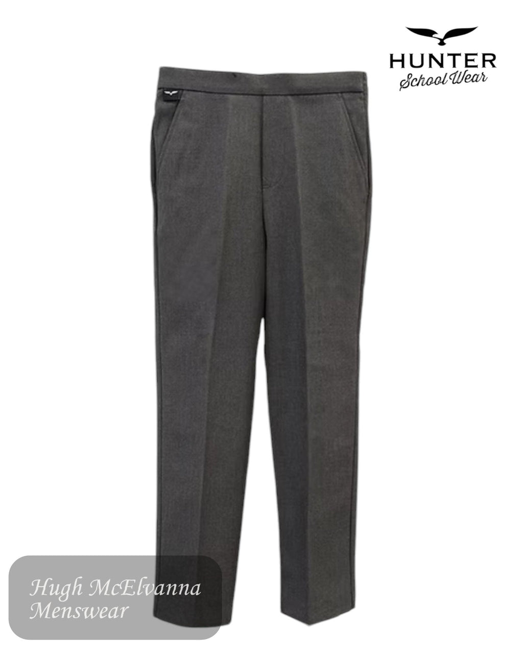 Hunter Boys Grey School Trousers – Style 241 | Ages 3 - 4 to 8 - 9 Years - Hugh McElvanna Menswear