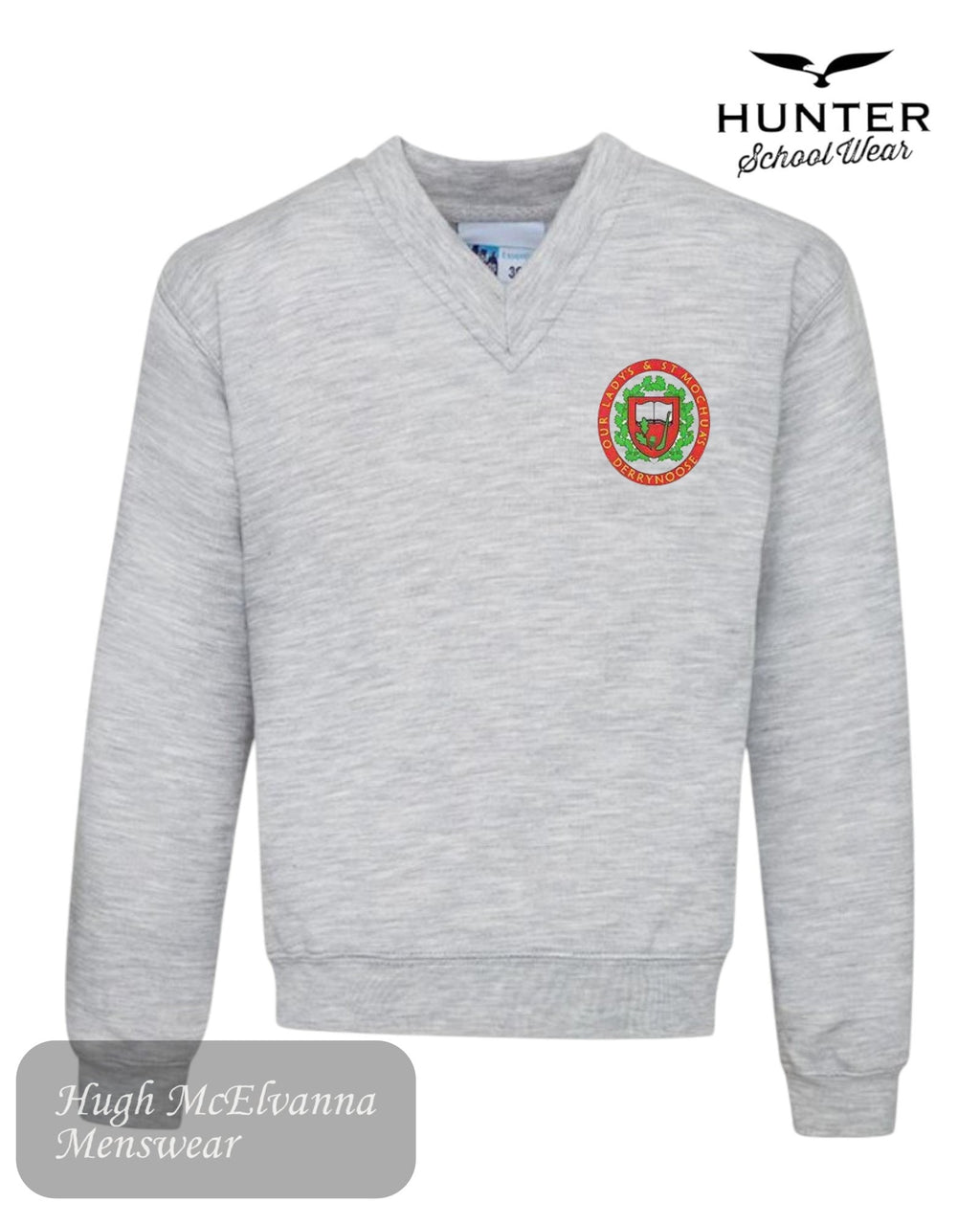 Hunter Grey V - Neck Sweatshirt – Our Lady & St. Mochuas Primary School, Derrynoose - Hugh McElvanna Menswear