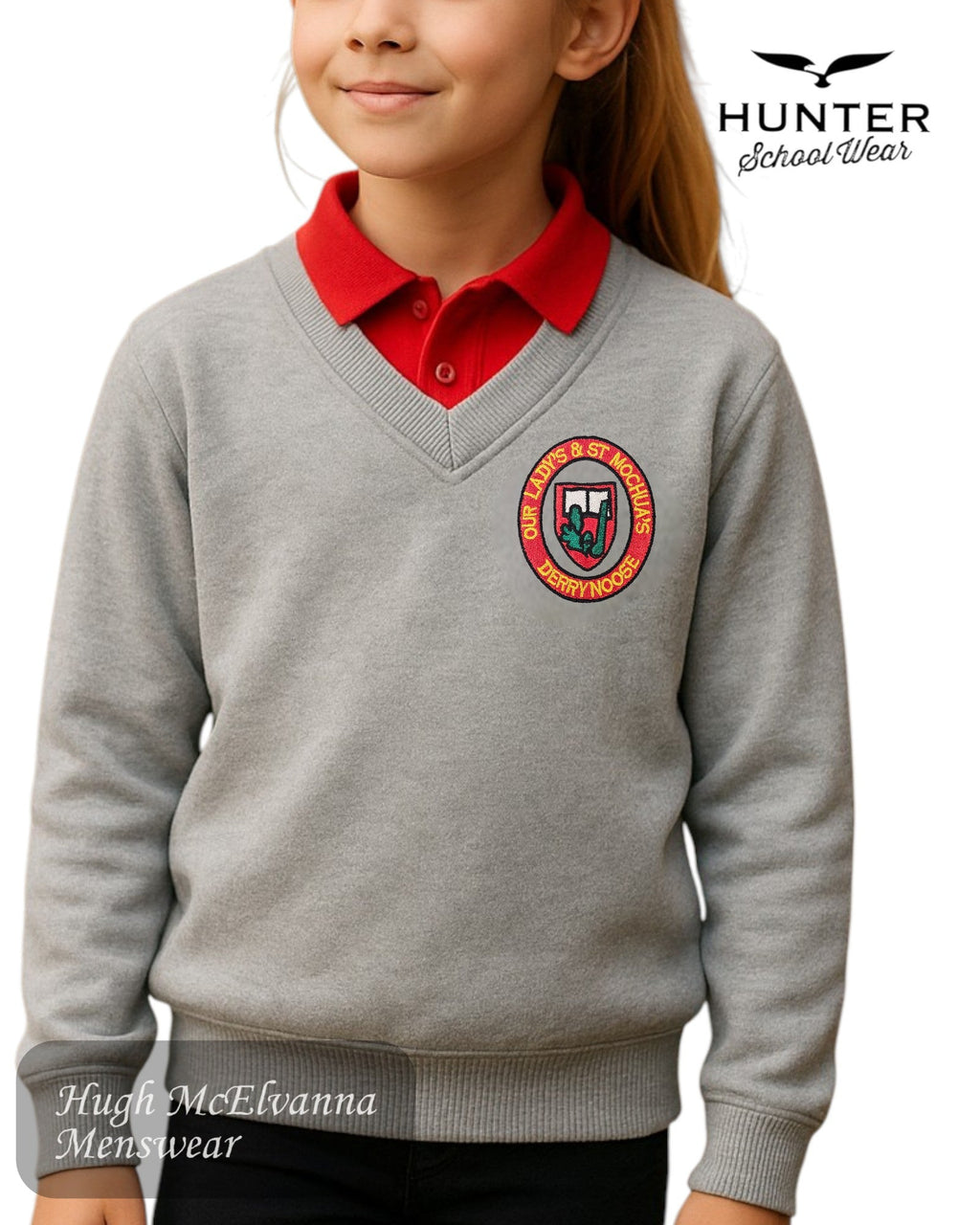 Hunter Grey V - Neck Sweatshirt – Our Lady & St. Mochuas Primary School, Derrynoose - Hugh McElvanna Menswear
