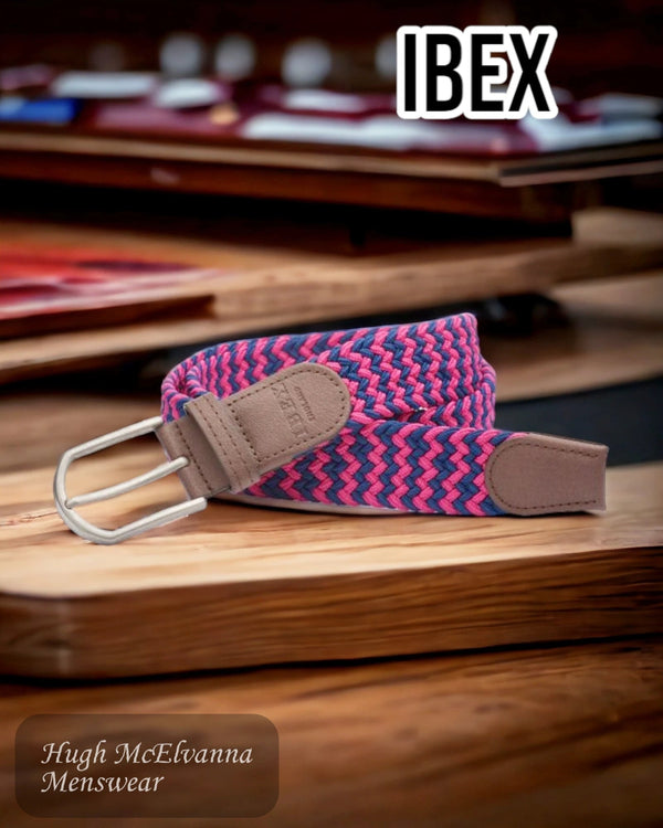 IBEX Stretch belt - Navy / Fuchsia - 9445 - Hugh McElvanna Menswear