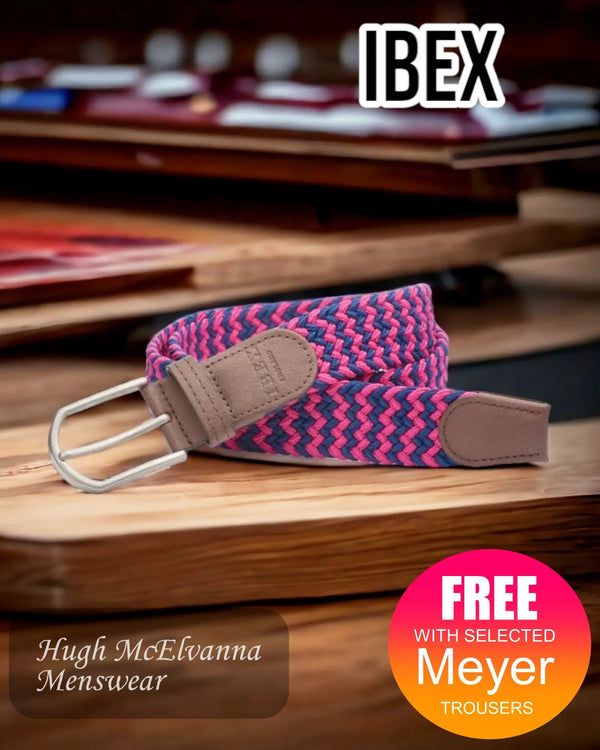 IBEX Stretch belt - Navy / Fuchsia - 9445 - Hugh McElvanna Menswear