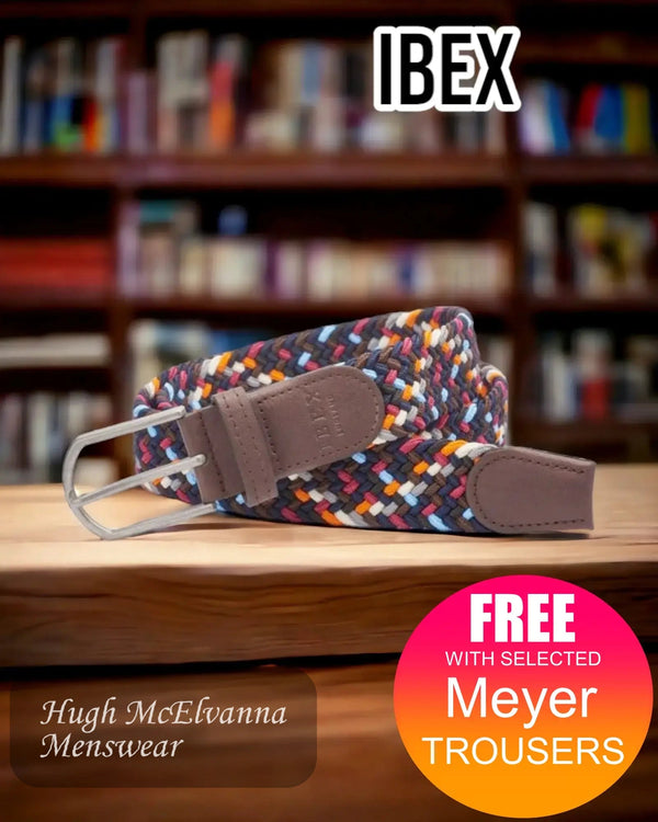 IBEX Stretch belt - Navy / Orange - 9483 - Hugh McElvanna Menswear