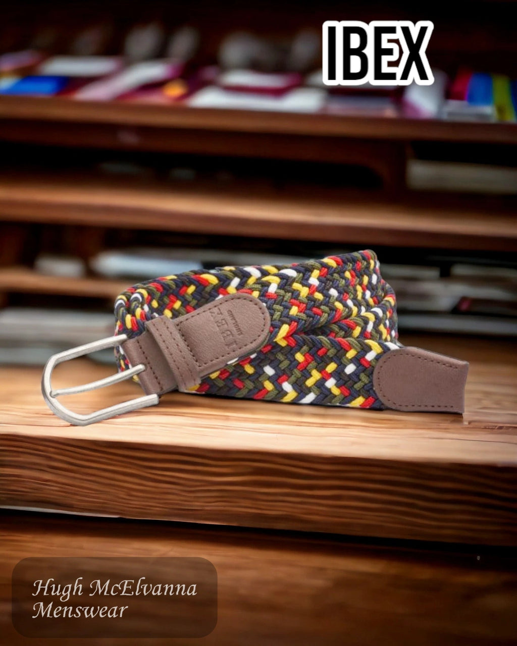 IBEX Stretch belt - Navy / Red - 9489 - Hugh McElvanna Menswear