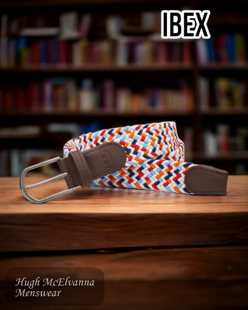 IBEX Stretch belt - White / Orange - 9491 - Hugh McElvanna Menswear