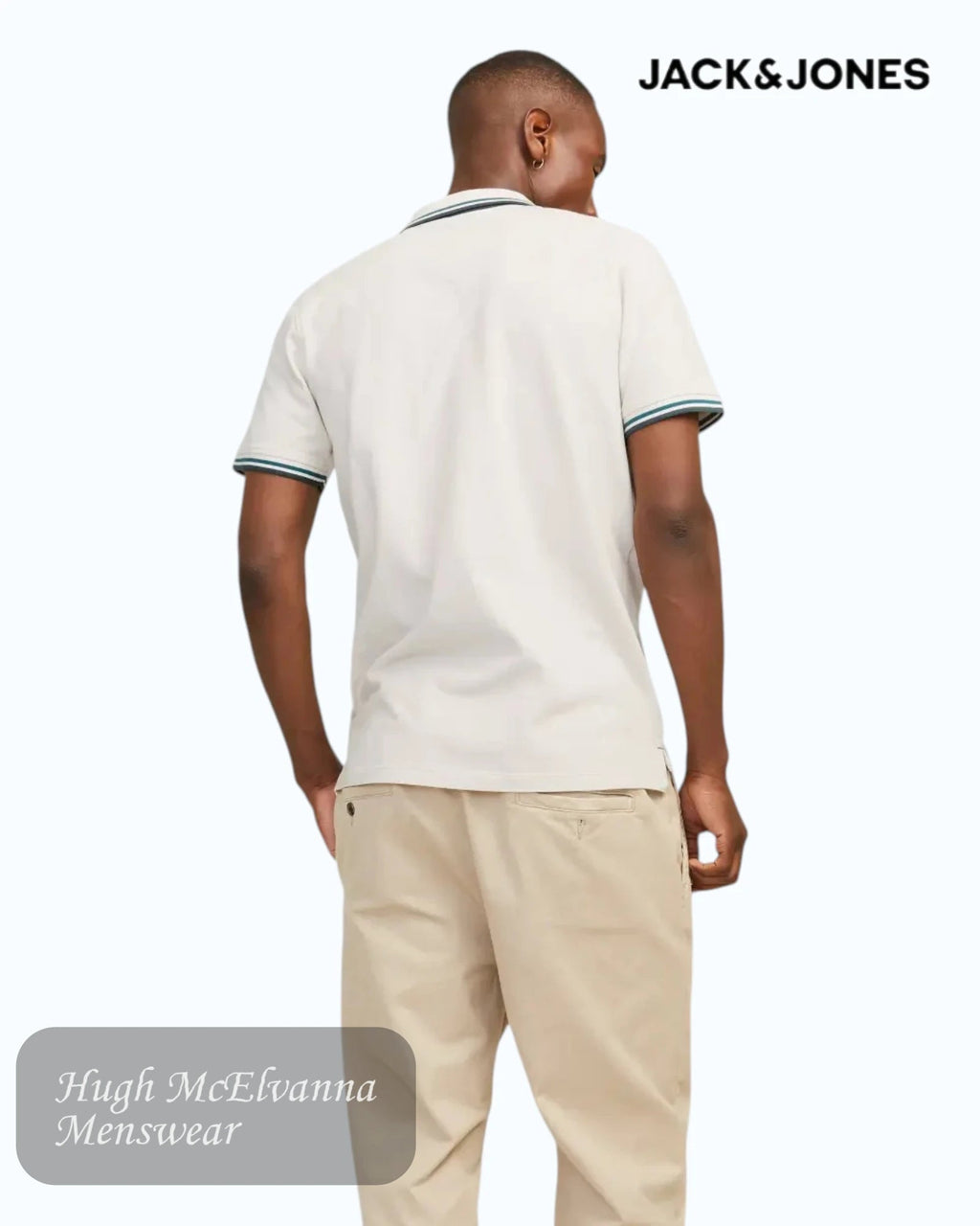 Jack & Jones Antique White Organic Cotton Polo - Hugh McElvanna Menswear