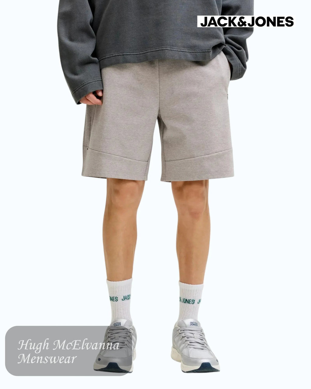 Jack & Jones Base Sweat Shorts | Light Grey Melange - Hugh McElvanna Menswear