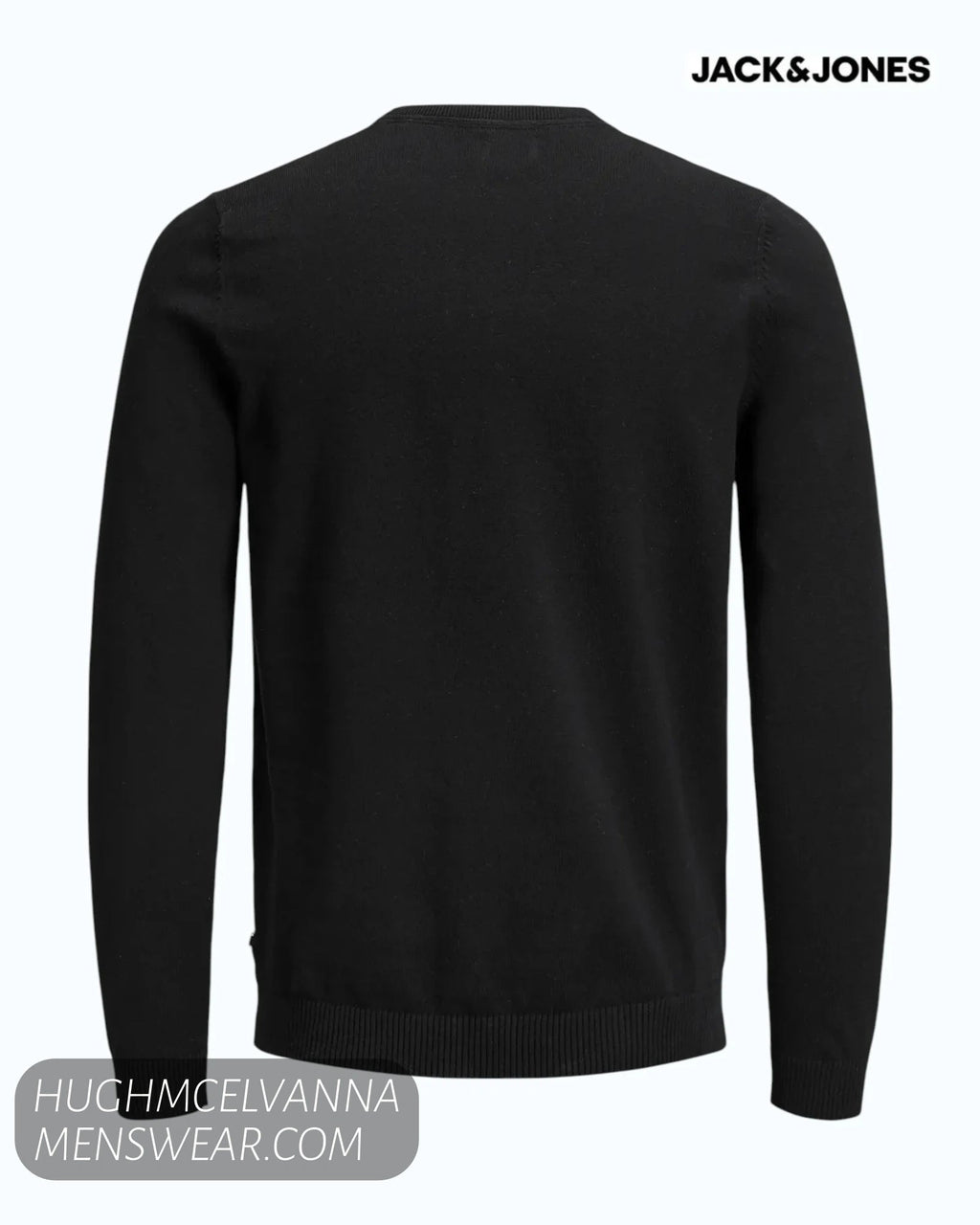 Jack & Jones Basic Crew Neck Knit Jumper – Black - Hugh McElvanna Menswear