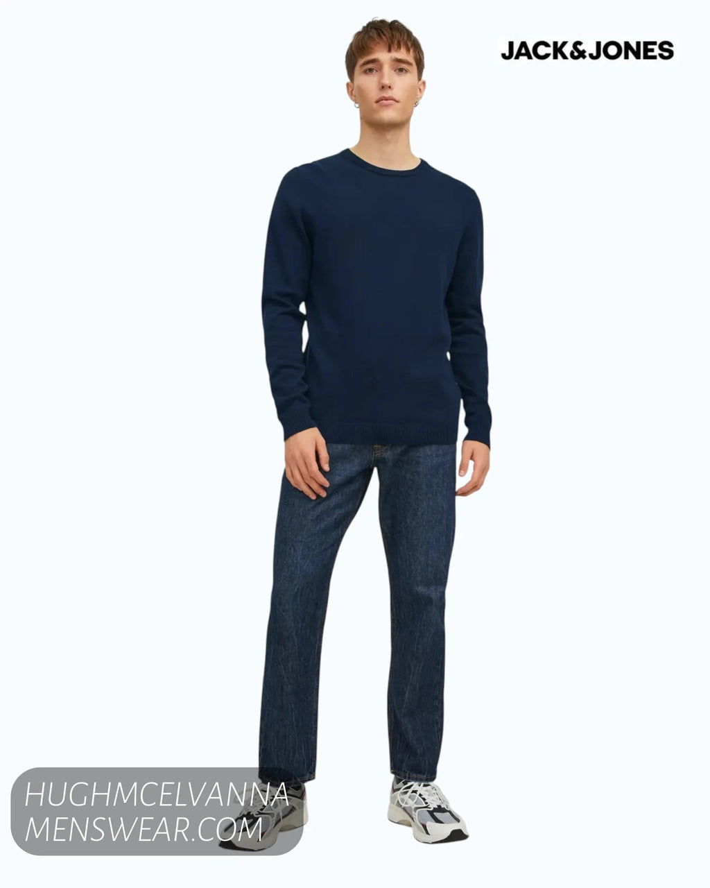 Jack & Jones Basic Crew Neck Knit Jumper – Black - Hugh McElvanna Menswear