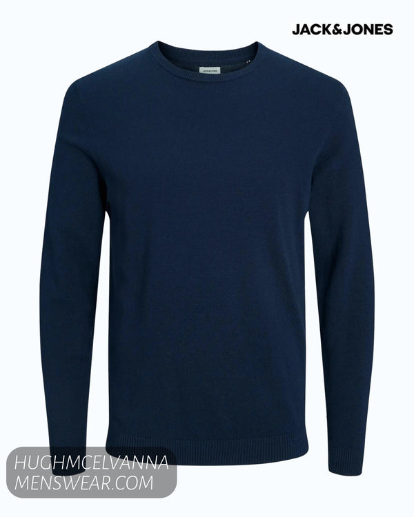 Jack & Jones Basic Crew Neck Knit Jumper – Black - Hugh McElvanna Menswear