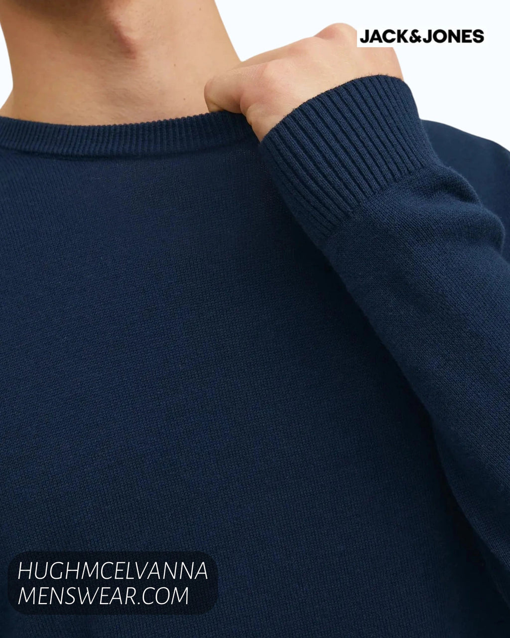 Jack & Jones Basic Crew Neck Knit Jumper – Black - Hugh McElvanna Menswear