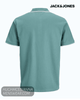 Jack & Jones JJEAUSTIN Short-Sleeve Polo Shirt - Mineral Blue Play - Hugh McElvanna Menswear