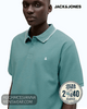 Jack & Jones JJEAUSTIN Short-Sleeve Polo Shirt - Mineral Blue Play - Hugh McElvanna Menswear