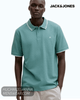 Jack & Jones JJEAUSTIN Short-Sleeve Polo Shirt - Mineral Blue Play - Hugh McElvanna Menswear