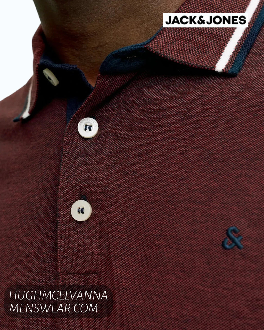 Jack & Jones JJEPAULOS Short-Sleeve Polo Shirt - Fired Brick PLAY - Hugh McElvanna Menswear