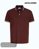 Close up of the premium organic piquet cotton fabric and button placket on a Jack and Jones polo shirt