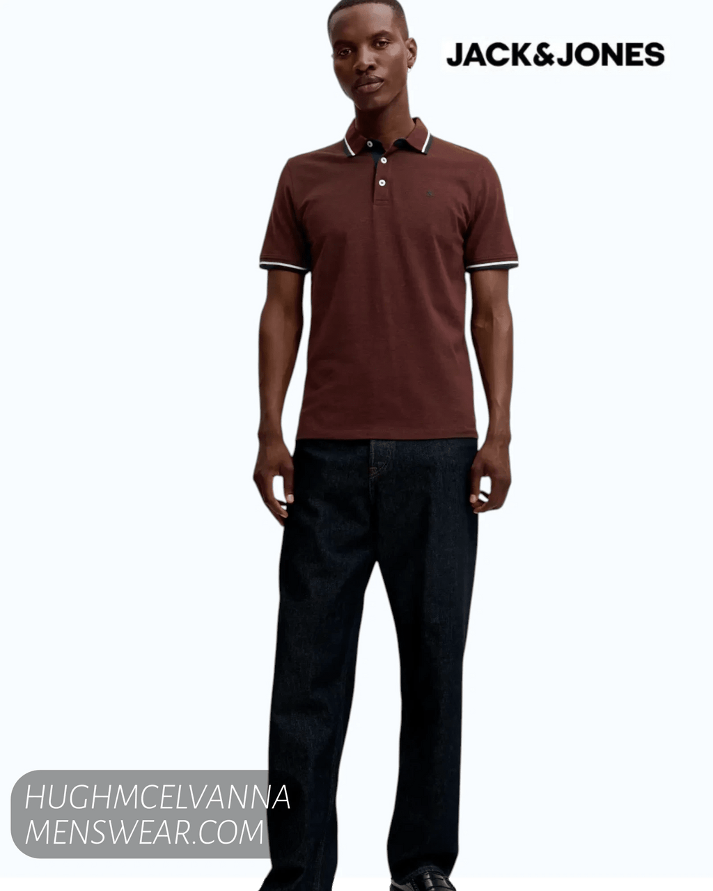 Jack & Jones JJEPAULOS Short-Sleeve Polo Shirt - Fired Brick PLAY - Hugh McElvanna Menswear