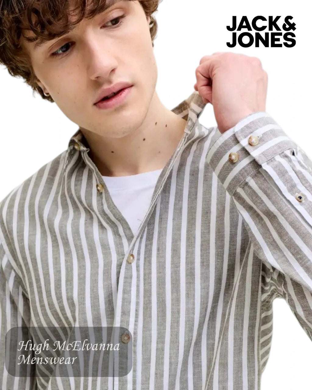 Jack & Jones JJESUMMER Stripe Linen Blend Shirt - Hugh McElvanna Menswear