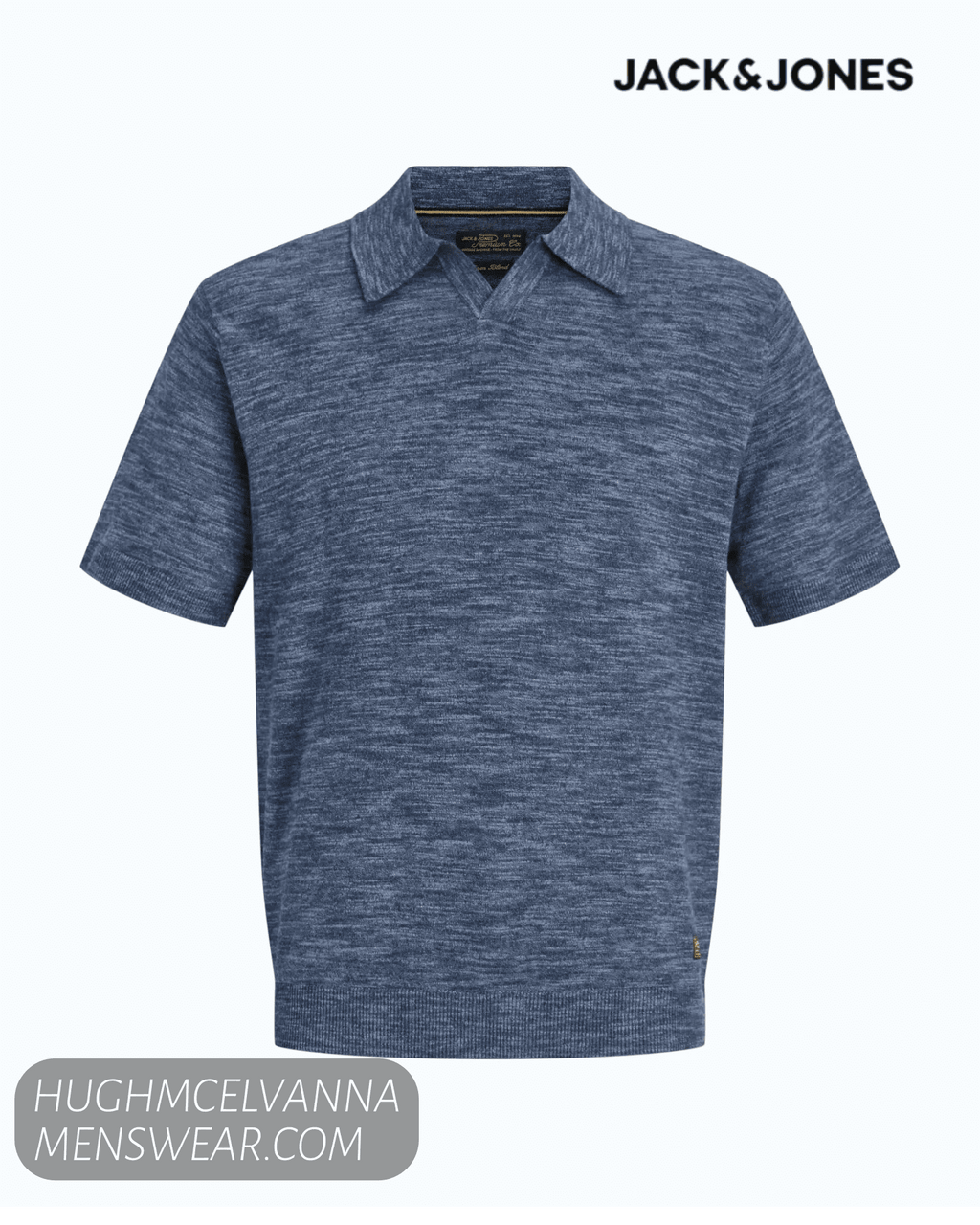 Jack & Jones JPRBLUPEYTON Men's Organic Cotton-Linen Knit Polo - Hugh McElvanna Menswear