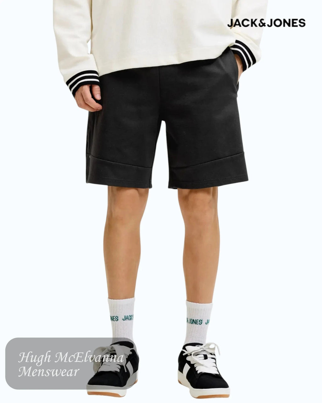 Jack & Jones Men's Black Jersey Shorts - Hugh McElvanna Menswear