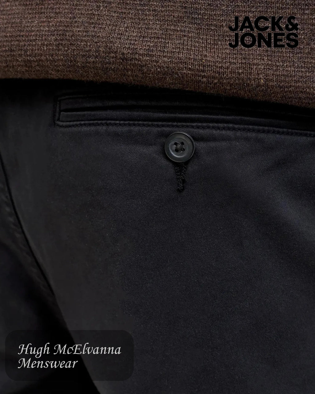 Jack & Jones Men's Black Regular Fit Chinos - Hugh McElvanna Menswear
